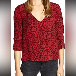 Sanctuary Farrah Leopard Button Down Top Women's Size Large